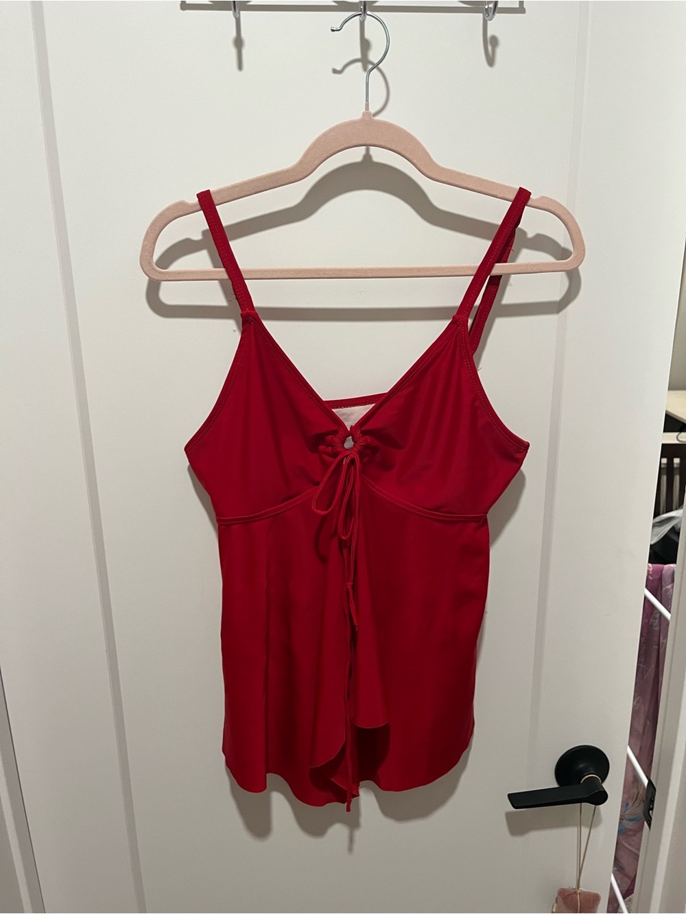 Red Women's Tankini Tie-Front Cami Top